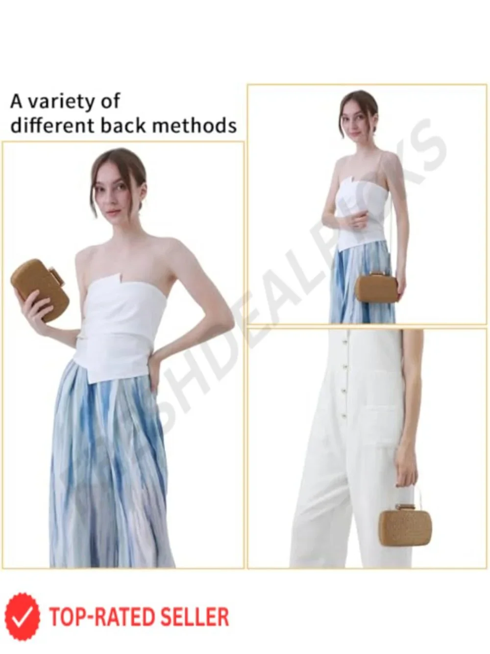Straw Clutch Purse Hand-Woven Wicker Evening Handbag Raffia Party Wedding Beach
